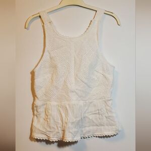 American Eagle Outfitters Cream Eyelet Tank Top